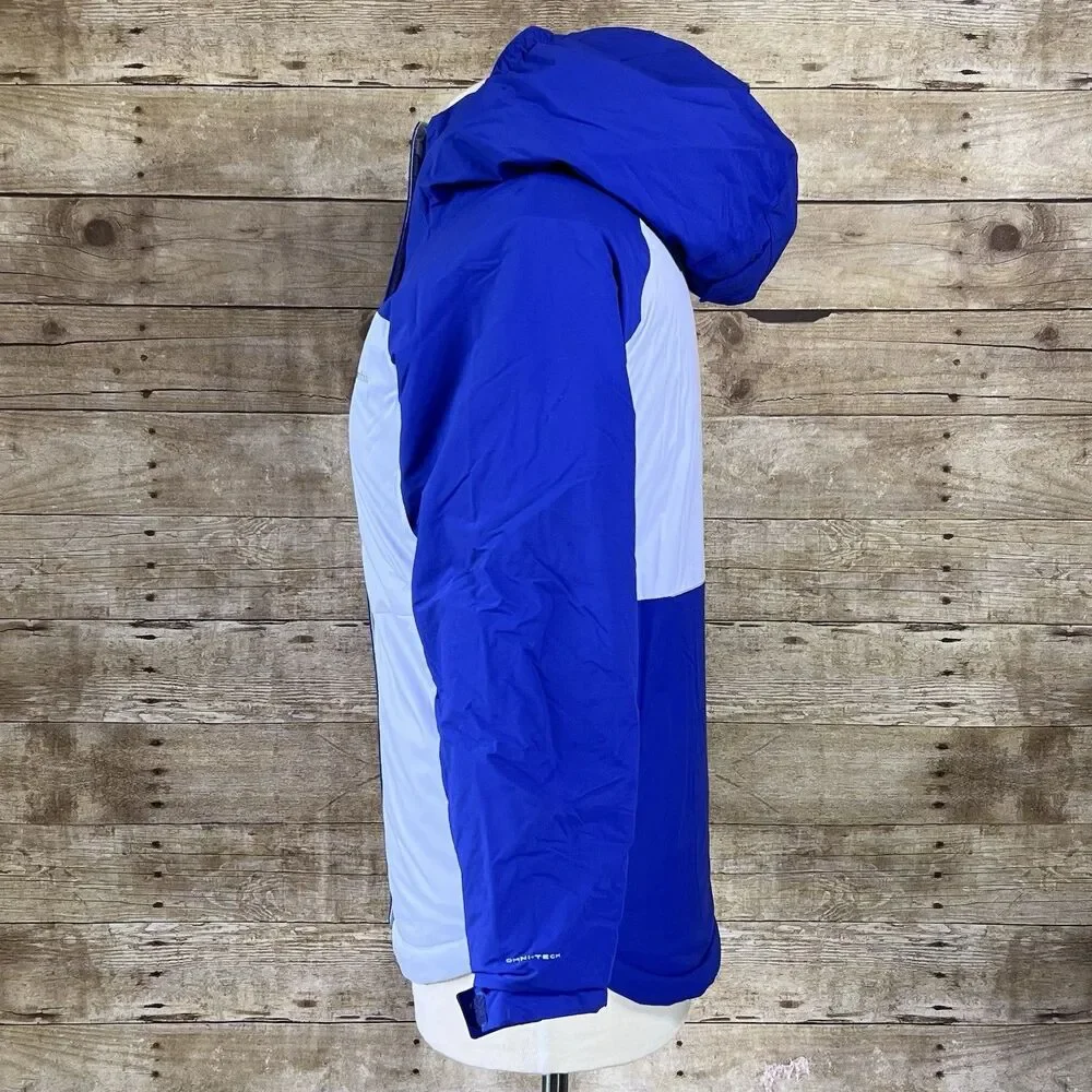 Columbia Omni-Tech Kids Blue Gray Colorblock Waterproof‎ Hooded Ski Jacket Parka